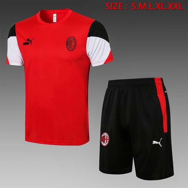 Trainingsshirt AC Milan Komplett Set 2022 Rote Schwarz